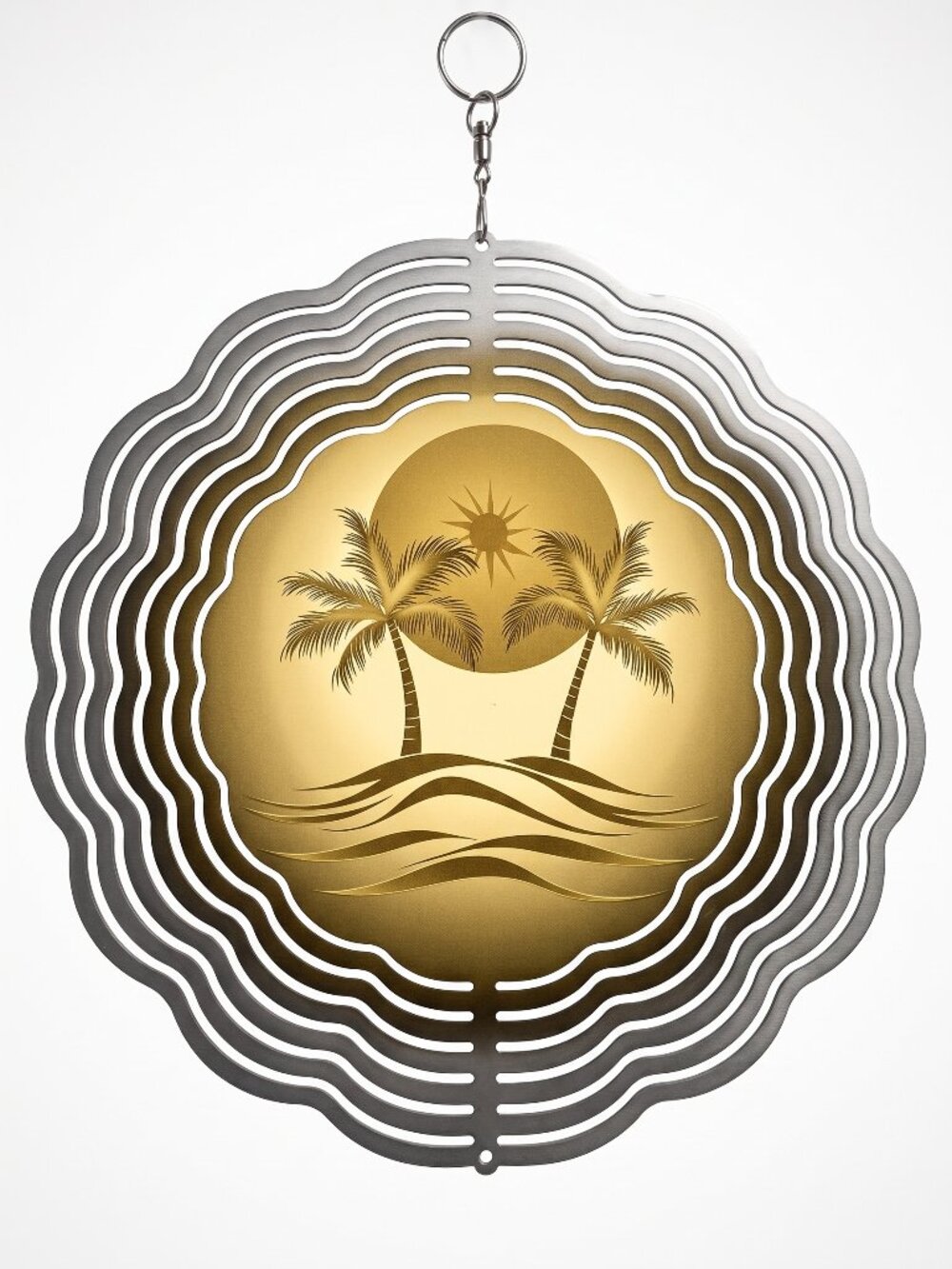 10" Tropical Palm Tree Kinetic Wind Spinner - Metal Hanging Garden Yard Decor